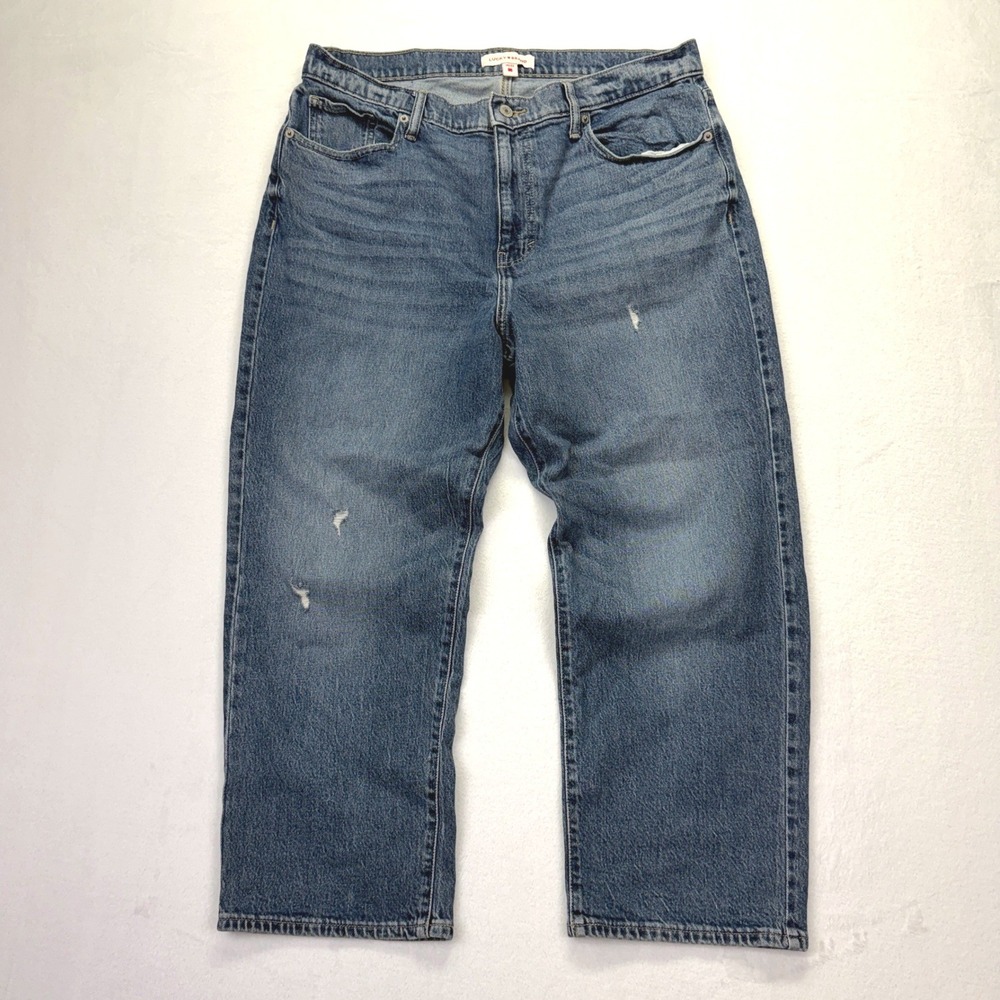 Lucky Brand 90s Loose High‎ Rise Crop Jeans Womens 14 Distressed Relaxed Denim